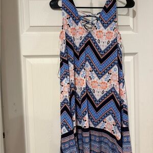 Floral Chevron Sleeveless Dress